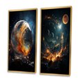 thumbnail image 3 of Designart "Celestial Worlds II" Galaxies Framed Wall Art Set Of 2 - Teal Fantasy Gallery Wall Frame Set For Home Decor, 3 of 6