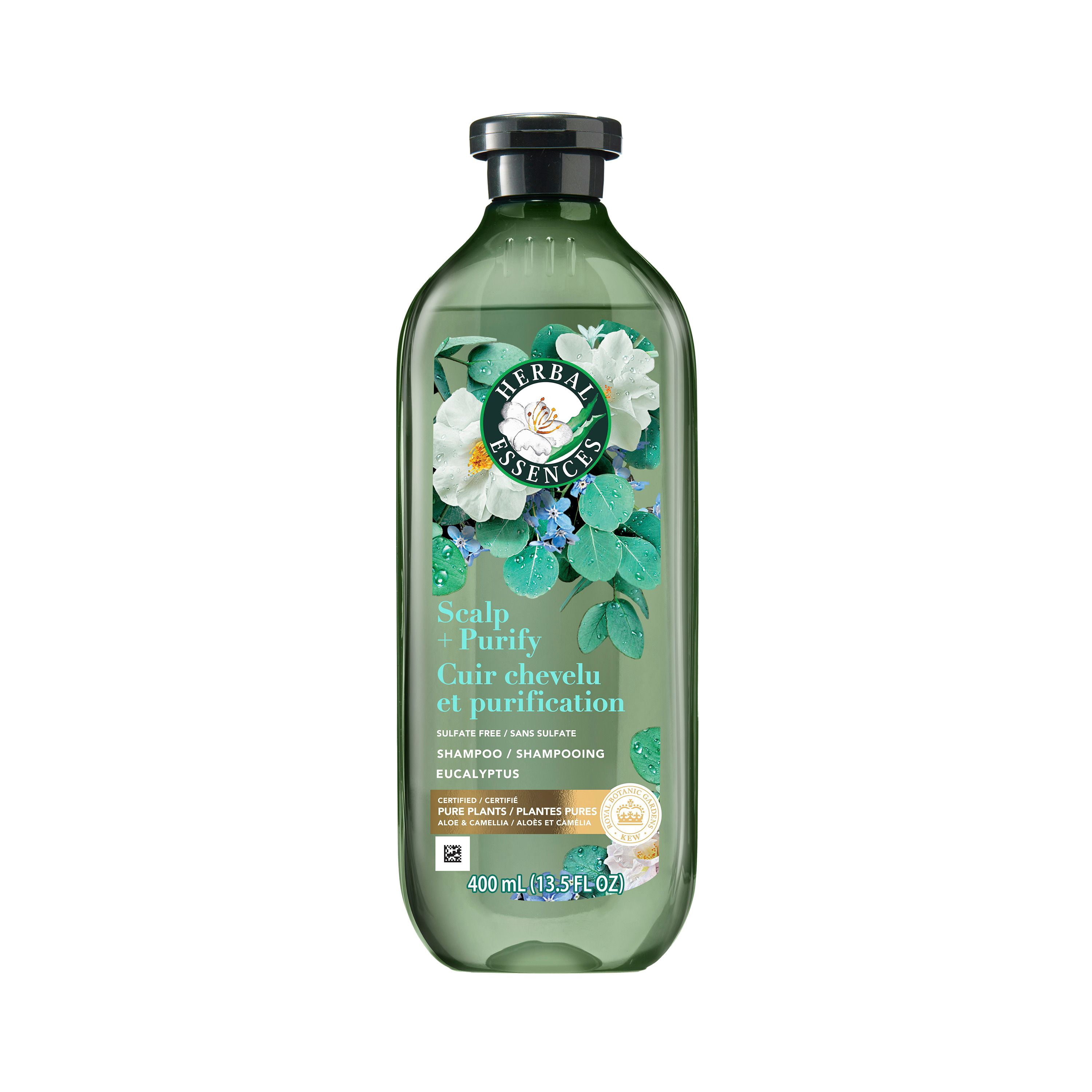 Shampooing Herbal Essences Cuir Chevelu et Purification, Nettoie Le Cuir Chevelu Pour Des Cheveux Doux, Eucalyptus, Sans Sulfate, 400 mL