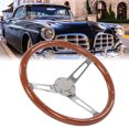 thumbnail image 1 of Classic Car Steering Wheel, 380mm 15in Classic Steering Wheel Assembly Walnut Grip 3 Spoke Riveted 6 Hole Universal, 1 of 7