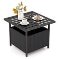 thumbnail image 1 of Costway Rattan Wicker Steel Side Table Outdoor Furniture Deck Garden Patio Pool Black, 1 of 10