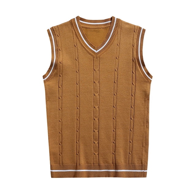 Kcodviy Gilet Sans Manches pour Homme Veste pour Homme Bordure Rayée Col en V Veste Bouffante pour Homme Gilet à Enfiler Veste de Stade pour Homme Veste en Molleton Homme Veste Lax