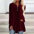 thumbnail image 2 of Timegard Hauts Grande Taille pour Femmes Manches Longues Col en V Cranté Bouton Froncé Tunique Décontractée Chic, 2 of 5