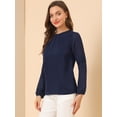 thumbnail image 4 of INSPIRE CHIC Junior's Chiffon Shirt Long Sleeves Keyhole Neck Blouse, 4 of 6