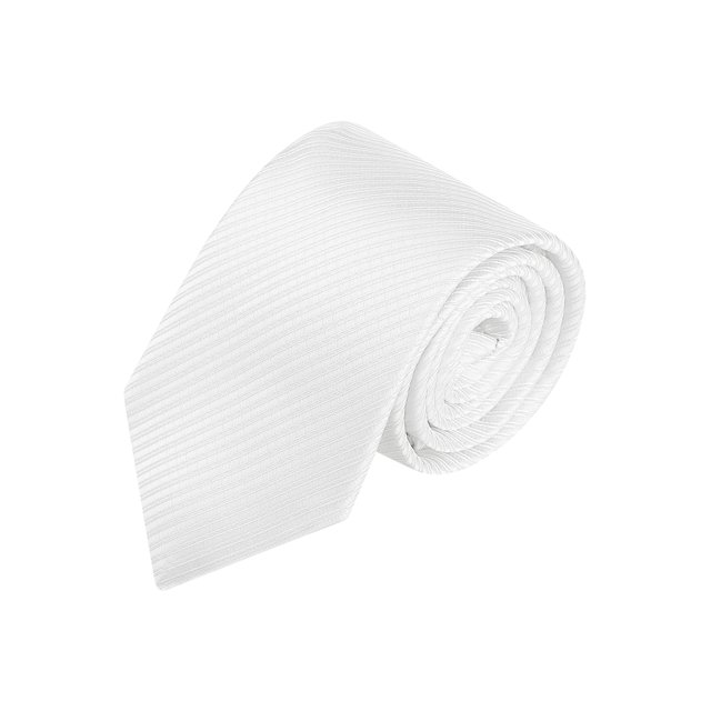 INSPIRE CHIC Men's Solid Color Narrow Stripes Necktie in white, crafted from 100% polyester with a silky smooth texture. Measuring approximately 145cm (57.09 inches) long and 8cm (3.15 inches) wide, this versatile tie features subtle narrow stripes, ideal for men's accessories in formal settings such as weddings, business meetings, and graduation ceremonies. Often chosen as a thoughtful gift for special occasions.