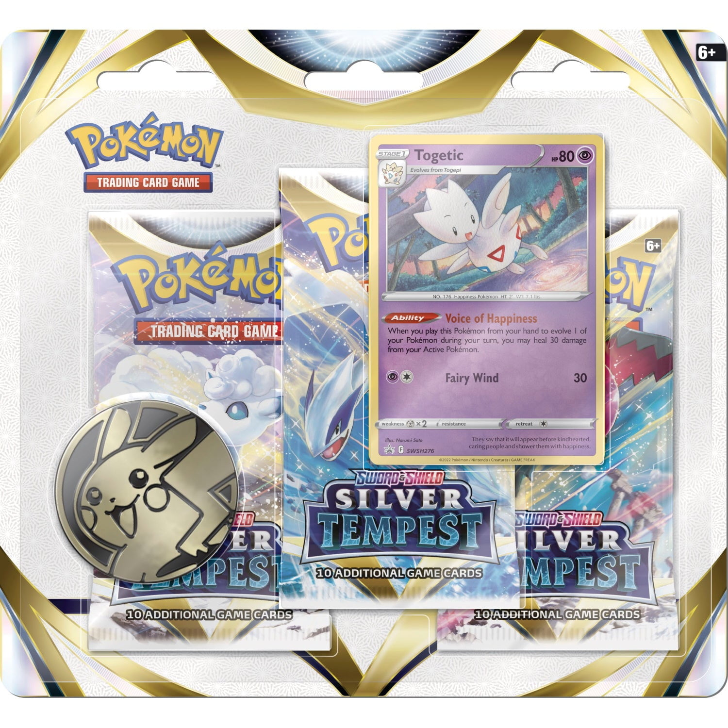 Pokemon TCG: Sword & Shield - Silver Tempest 3 Booster Packs, Coin
