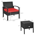 thumbnail image 3 of Costway Ensemble de Mobilier de Terrasse en Rotin 3 Pcs Table de Rangement Canapé Coussiné Terrasse Rouge, 3 of 10