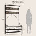 thumbnail image 3 of Costway Coat Rack 4-In-1 Hall Tree with 11 Hanging Hooks, Shoe Bench, 2-Tier Shoe Rack Gray, 3 of 10