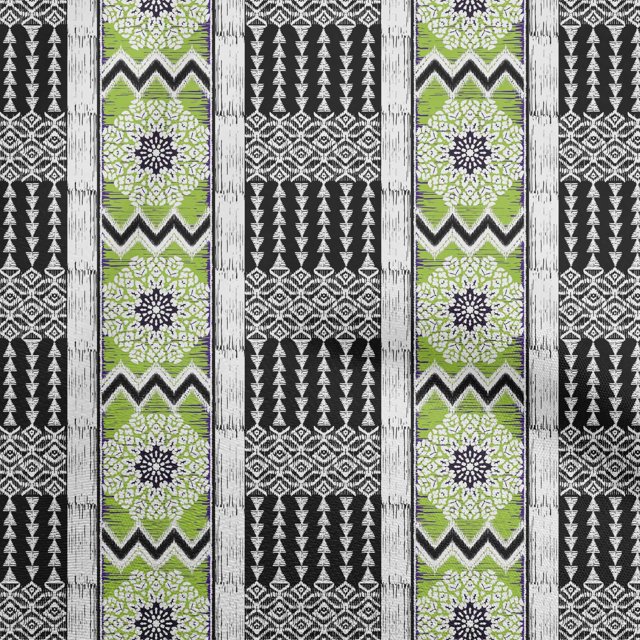 oneOone Georgette Viscose Light Green Fabric Asian Ikat Sewing Craft Project Fabric Prints by Yard 42 Inche Wide-7414