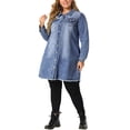 thumbnail image 2 of GRACE & GRANDEUR Veste en Denim Mi-Longue à Manches Longues Déchirée pour Femme Grande Taille, 2 of 6