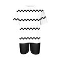 thumbnail image 3 of Mikilon Ensemble Élégant pour Femmes 2 Pcs Mode Décontractée Rayé Imprimé Col Rond Épaule Tombante Shorts Ensemble Deux Pièces Blanc-B L, 3 of 4