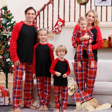 Pisexur Family Matching Christmas Pajamas Set Cotton Xmas Deer Holiday Pajamas Sleepwear for Couples, Dog and Owner Christmas Pajamas For Family - Family Christmas PJs Matching Sets (Dad)
