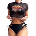 thumbnail image 1 of Kcodviy Maillot de Bain pour Femmes Européen et Short de Bikini Bikini Deux Pièces Imprimé Trois Pièces avec Short et Manches Filet Rouge Écran Solaire Ensemble Court Maillot de Bain pour Femmes Liage Maillot de Plage, 1 of 8