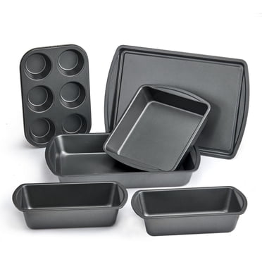 Mainstays 6 Piece Non-Stick Bakeware Sets, Easy for Release and Clean up, Carbon Steel, Gray