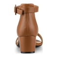thumbnail image 2 of BLISSFUL STEP Women's Shoes Open Toe Block Heel Ankle Strap Sandals Brown 7.5, 2 of 7