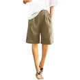 thumbnail image 4 of Timegard Women's Cotton Linen Wide Leg Elastic Waisted Casual Shorts with Pockets, XX-Large, Loose Fit, 4 of 7