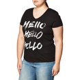 thumbnail image 3 of Hanes Womens Short Sleeve V-Neck Tee, M, Hello Hello Hello/Black, 3 of 3