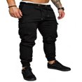 thumbnail image 3 of Men Solid Color Cargo Trousers  Loose Fit Drawstring Waist Long Pants, 3 of 4