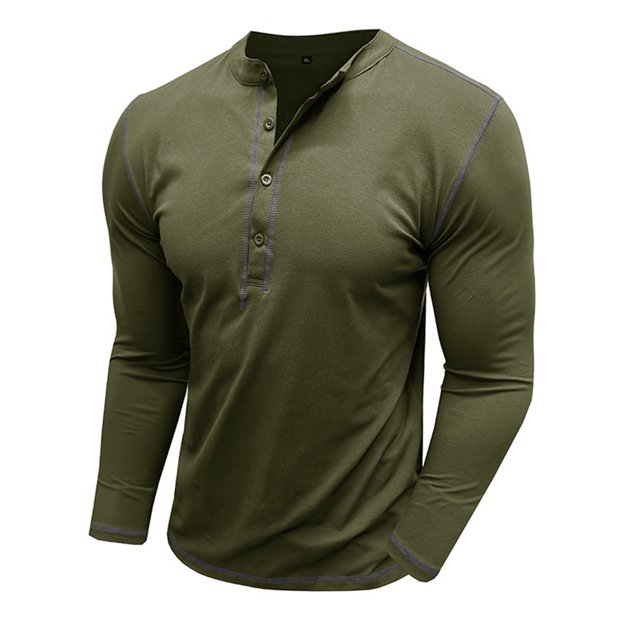 RXIRUCGD Blouse Décontractée à Manches Longues Col Rond pour Hommes, Vert Armée, Taille : 2TG