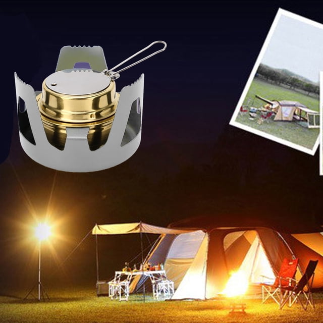 Mini Alcohol Stove Brass Aluminum Safe Windproof Portable Backpacking Stove Camping Cooking