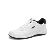 MAWCLOS Mens Running Shoe Lace Up Walking Shoes Breathable Lightweight Sneakers Workout Fitness Driving Fashion Sneaker White 10.5