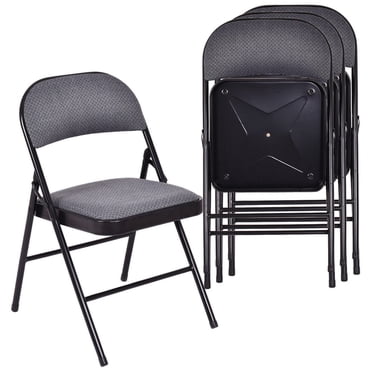 Costway Ensemble de 4 Chaises Pliantes Siège Rembourré en Tissu Cadre en Métal Bureau à Domicile