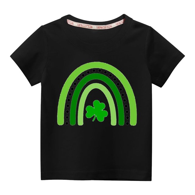 MeetoTime T-Shirts Décontractés à Manches Courtes Imprimés pour la Saint-Patrick pour Garçons et Filles, Chandails à Col Rond pour Enfants