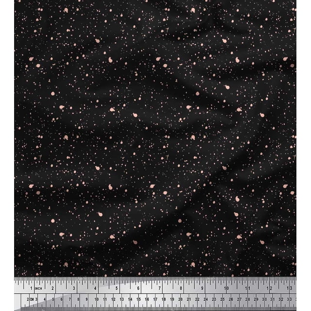 Soimoi Black polyester Crepe Fabric Brush Stroke Abstract Printed Fabric 1 Yard 52 Inch Wide
