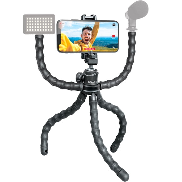 Bower 14- inch Grappling Vlogging Flexible Tripod with Ball Head for Content Creation; Black