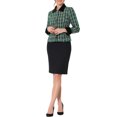 thumbnail image 2 of INSPIRE CHIC Blazer en Tweed à Carreaux Élégant en Velours à Col pour Femme G Vert, 2 of 6