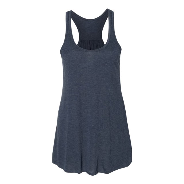 Bella Ladies Flowy Racerback Tank, L, Heather Navy