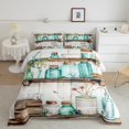 thumbnail image 2 of YST Ensemble de Douillette Format Simple, Verres Peints à la Main Feuilles Fleurs Literie Douce, Bouteilles Botaniques Literie Rustique Ensembles de Douillette, Insert de Couette Peinture Artistique Brun Bleu pour Chambre, 2 of 6