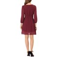 thumbnail image 3 of INSPIRE CHIC Women's Solid Cute V Neck Half Sleeve Flowy a-Line Chiffon Dress S Fuchsia, 3 of 7