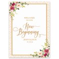 thumbnail image 1 of Darling Souvenir MADE WITH LOVE Personalized WelcomeSign/Banner,WelcomeTo Our New Beginning Custom Watercolor Flower With Border Wedding, Engagement PartySign- 18x12, 1 of 5