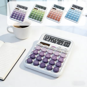 YYV Dual-Power Calculatrice de bureau solaire et batterie 12-Digit grand LCD Affichage Fonction standard Bureau École Accueil Calculatrice d'affaires avec grand écran pour les tâches comptables