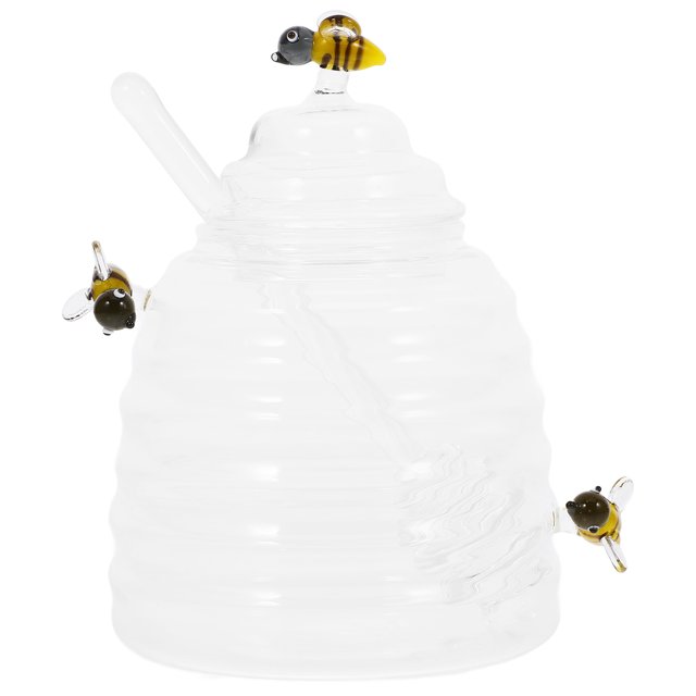 Ensemble de Pots à Miel en Verre Transparent avec Couvercle et Trempette