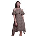 thumbnail image 1 of Bimba Damask Printed Womens Cold Shoulder Tunic Party Round Neck Shift Dress-Large, 1 of 6