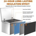 thumbnail image 3 of Drop in Ice Chest, 20" L x 16" W x 13" H Stainless Steel Ice Cooler, Commercial Ice Bin with Hinged Cover, Outdoor Kitchen Ice Bar, Drain-Pipe and Drain Plug Included, for Cold Wine Beer, 3 of 8