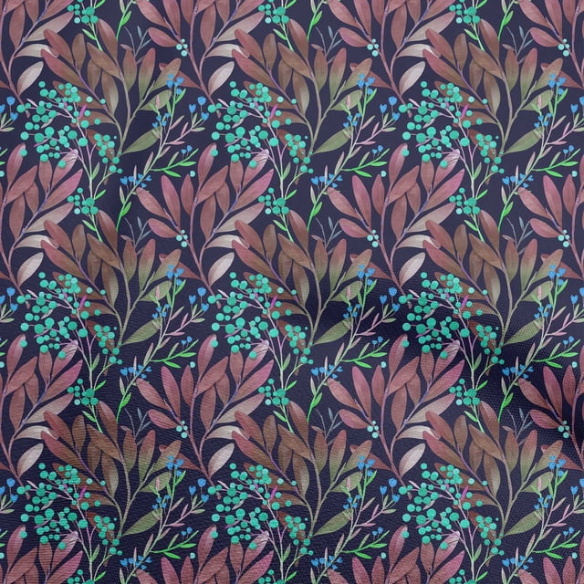 oneOone Tissu Polyester Spandex Brun Rose Feuilles Matière de Robe Tissu Imprimé Tissu au Mètre 56 Pouces de Large