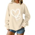 thumbnail image 1 of SOMOWI Chandail pour Femmes de la Saint-Valentin Sans Capuche à Col Rond à Manches Longues Chandail Décontracté en Tricot Doux Beige à Motif Hauts d'Automne P, 1 of 4