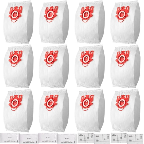 12 Pack Miele AirClean 3D FJM Vacuum Cleaner Bags Replacement Compatible with Miele Compact C2 Complete C1 Compact C1 S246-S256i, S300,S500 S700,S4000 and S6000 Series canister vacuums,Part # 10123220