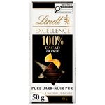 Lindt EXCELLENCE 100% Cacao orange barre de chocolat noir, 50 Grams