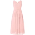 thumbnail image 2 of YUUMIN Robe de Fête Élégante en Chiffon Perlé pour Filles Sans Manches Froncée Col en V Robe de Demoiselle d'Honneur Rose 12, 2 of 5