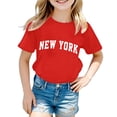 thumbnail image 2 of PMVFHDE T-Shirt d'Été pour Filles à Imprimé Graphique Mignon, Col Rond, Manches Courtes - Hauts Décontractés Respirants pour Enfants Rouge, 7-8 Ans, 2 of 4