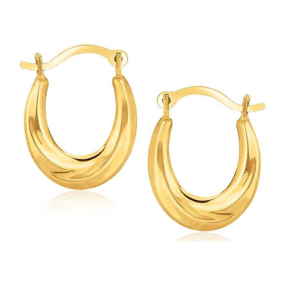 10k Yellow Gold Oval Hoop Earrings