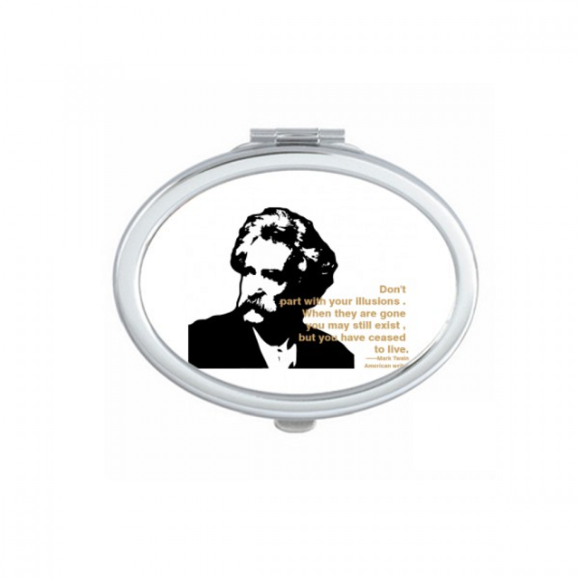 Mark Twain Famous Writer Quotation America Mirror Portable Fold Hand Makeup Double Side Glasses