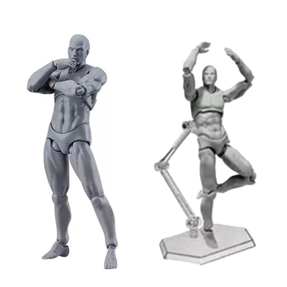 Manikin Action Figure Model, Scale Muscle Action Flexible Figure with Head Sculpt Miniature Body Doll for Sketching, Painting, Drawing