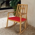 thumbnail image 2 of Costway 2 PCS Patio Rocking Chair Acacia Wood Armrest Cushioned Sofa Garden Deck Red, 2 of 10