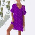 thumbnail image 1 of Liquidation d'Été 2025! Robe pour Femme Grande Taille, Liquidation de Robes d'Été pour Femmes, Robe d'Été Décontractée pour Femme Douce et Mignonne à Col en V avec Poches, Manches Courtes, Volants, 1 of 5