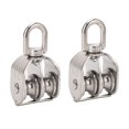 thumbnail image 3 of Double Pulley,2Pcs Double Pulley Stainless Pulley Block Stainless Steel Pulley Block Versatile Functionality, 3 of 14