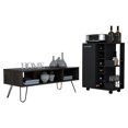 thumbnail image 1 of Pemberly Row 2 Piece Living Room Set Black Bar Cart and Espresso Coffee Table, 1 of 6